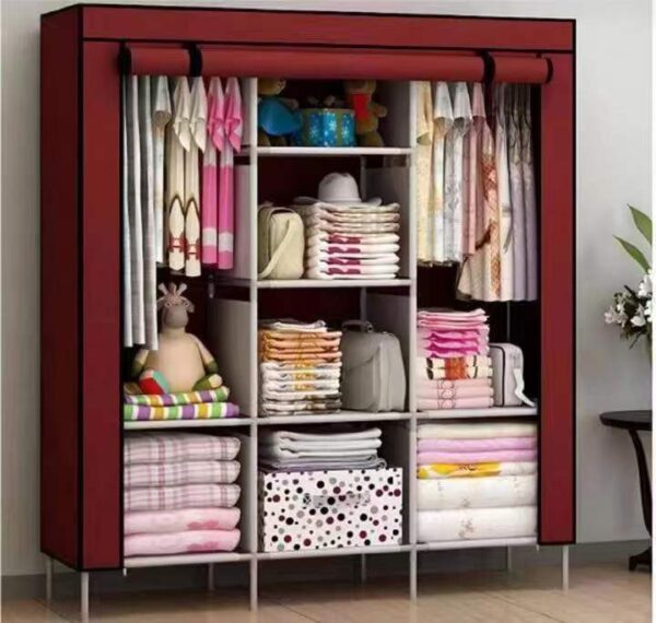 3 Column Mobile Steel Wardrobe Closet