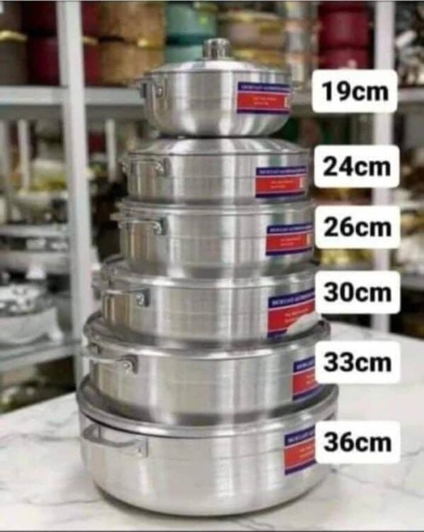 6 pieces polished aluminum pot